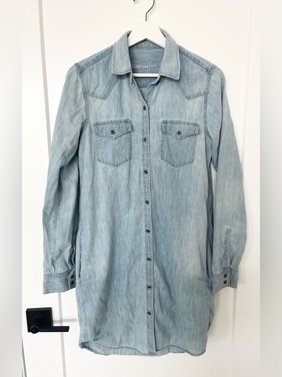 Gap 1969 Dresses & Skirts - Gap 1969 Womens Light Wash Denim Western Button Down Shirt Dress Small TALL